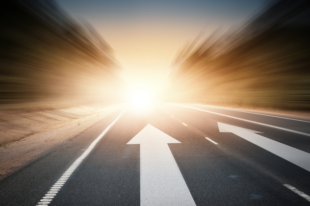 Conceptual image of asphalt road and direction arrow-3